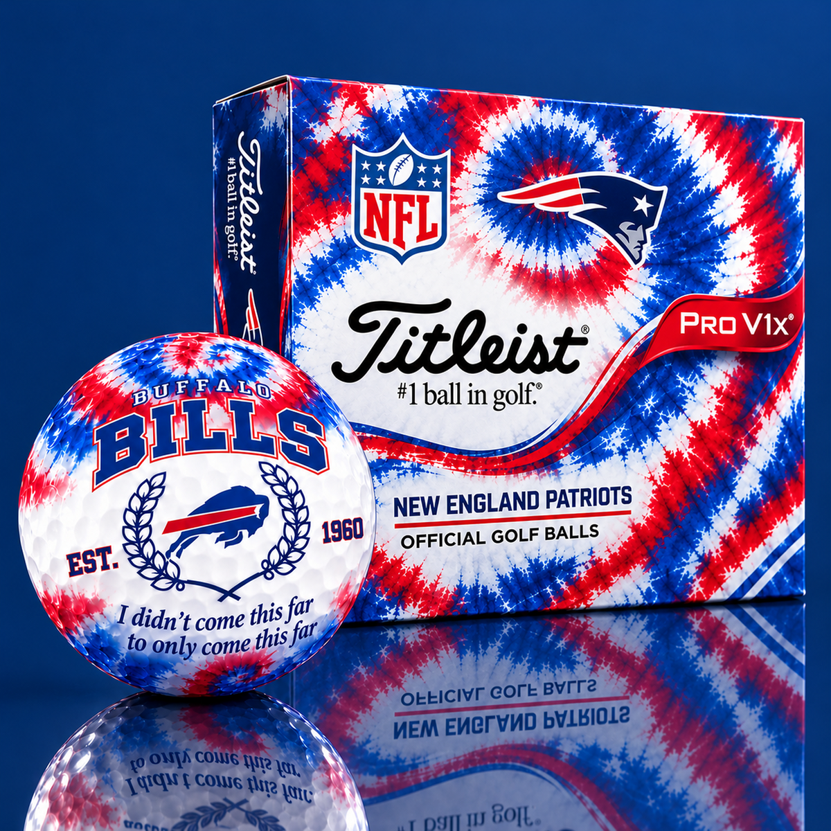 BUF X Custom 1-of-1 NFL Team Tie Dye Titleist Golf Balls Set