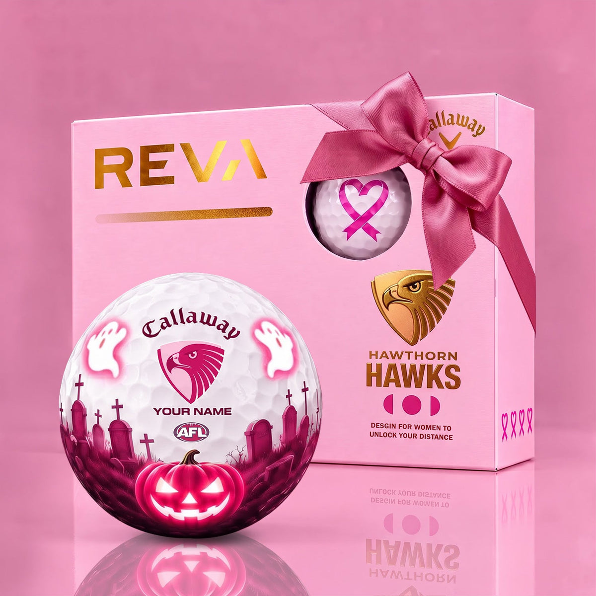 CALLAWAY REVA X SIGNATURE AFL HAW LUXURY SPOOKY NIGHT PERSONALIZED GOLF BALL FOR WOMEN TOURNAMENT LIMITED EDITION