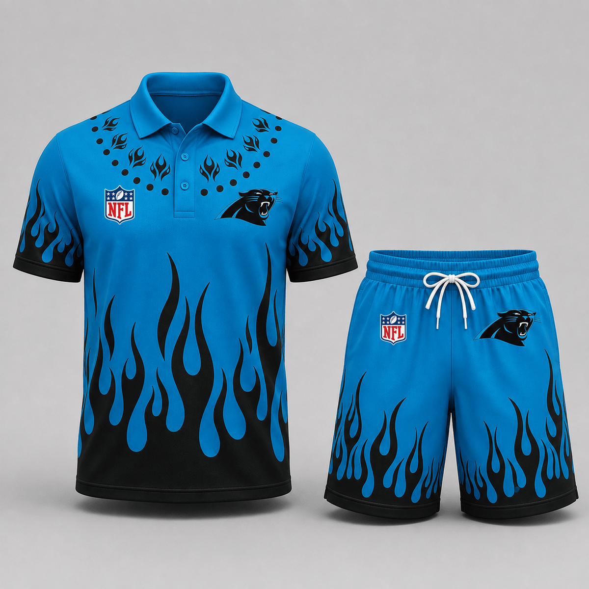 CAR Premium NFL Flame Performance Polo Shirt & Shorts Set