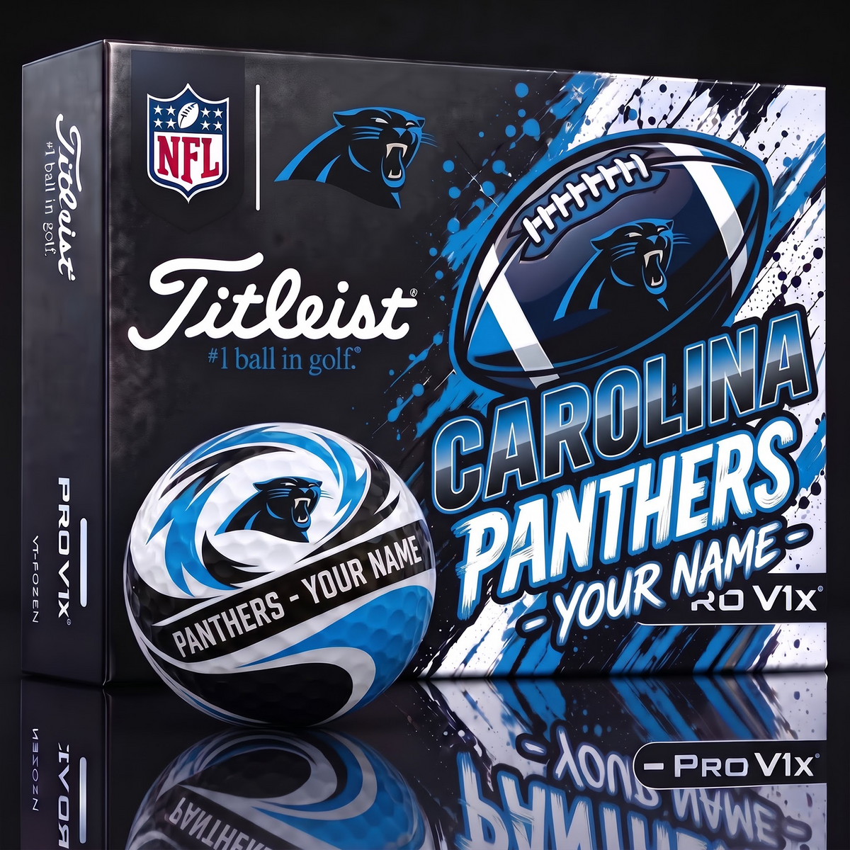 CAR X 1-of-1 Custom NFL Personalized Splatter Titleist Golf Balls Set
