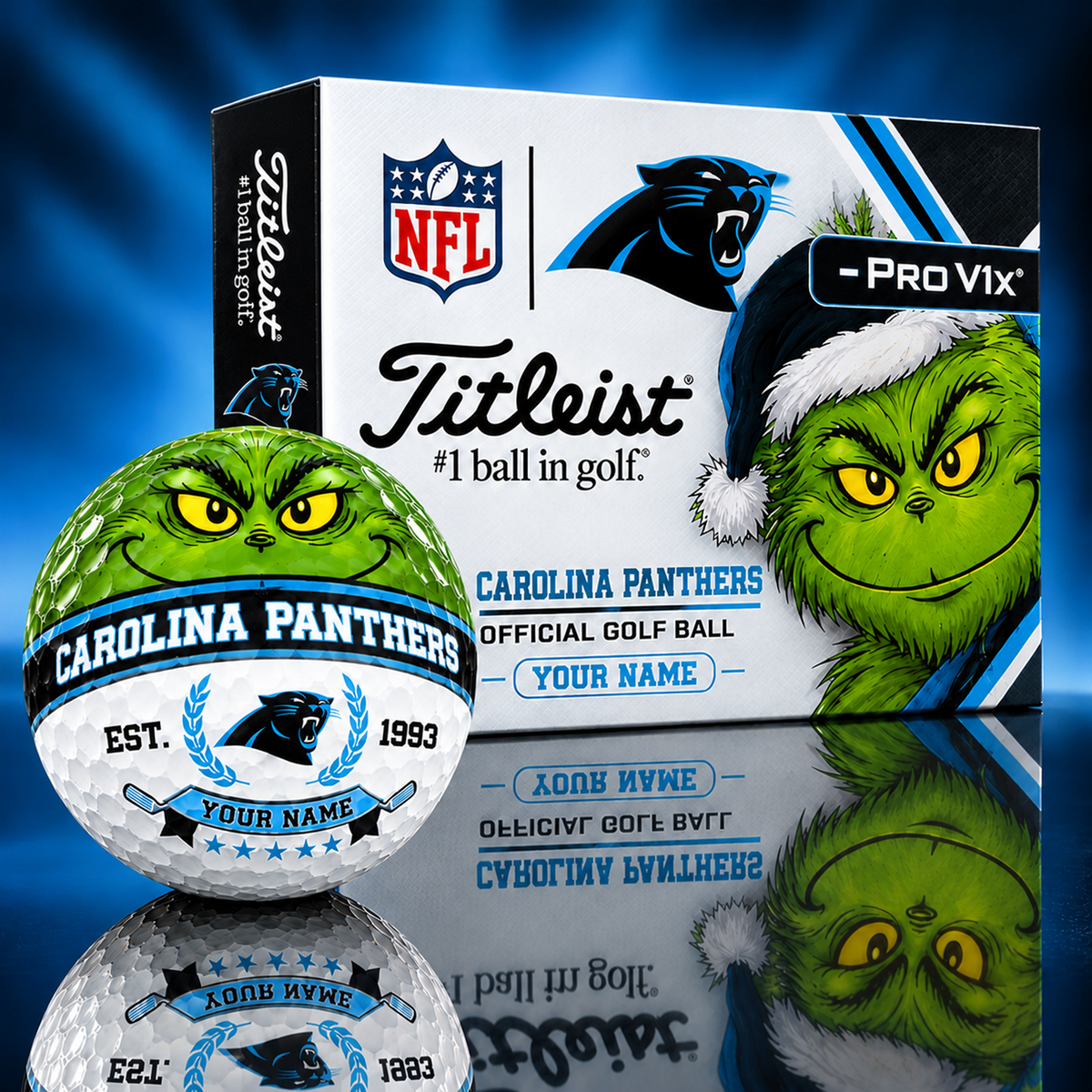 CAR X Custom 1-of-1 NFL Team Grinch Titleist Golf Balls Set