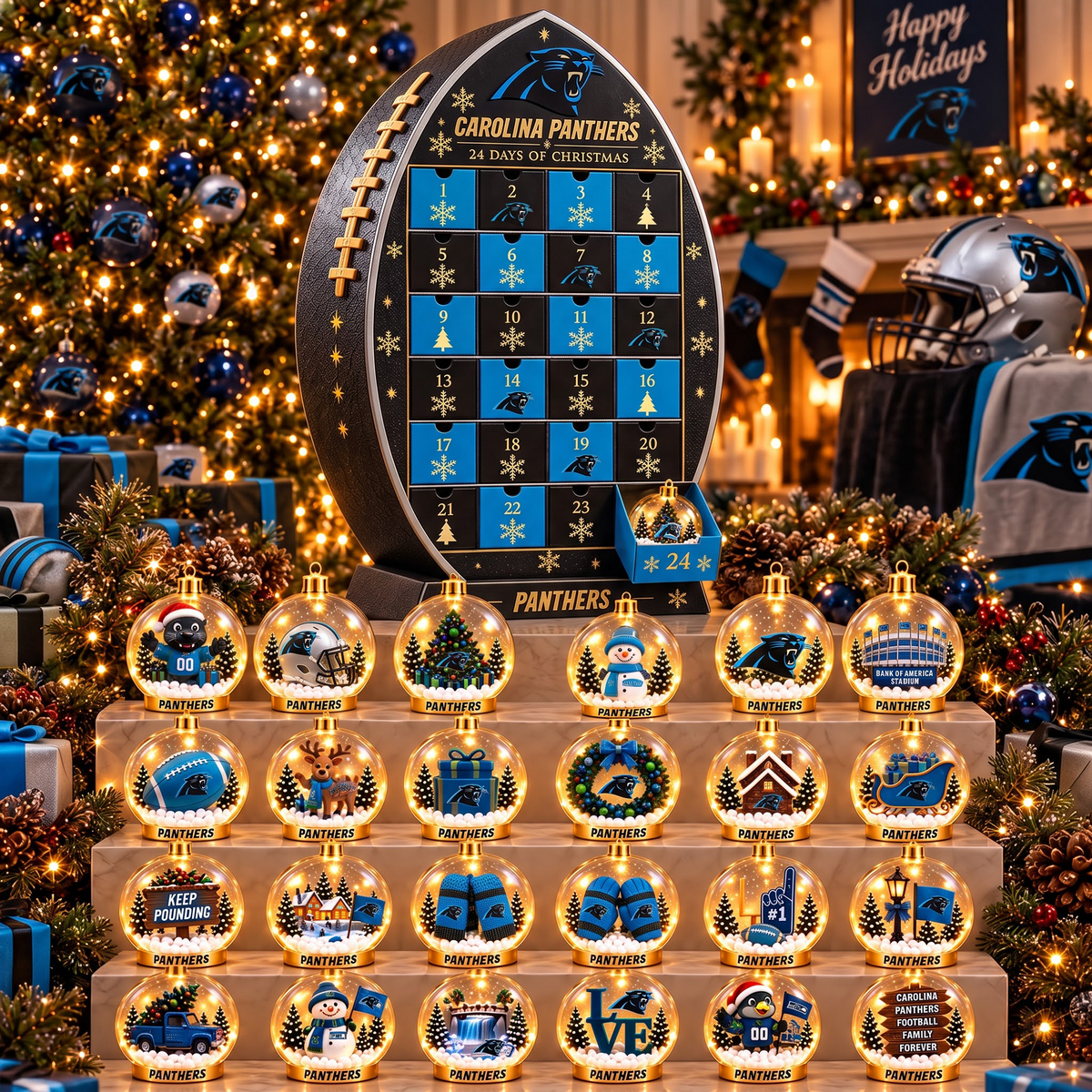 CAR X NFL Football Advent Calendar Snow Globe Acrylic Set