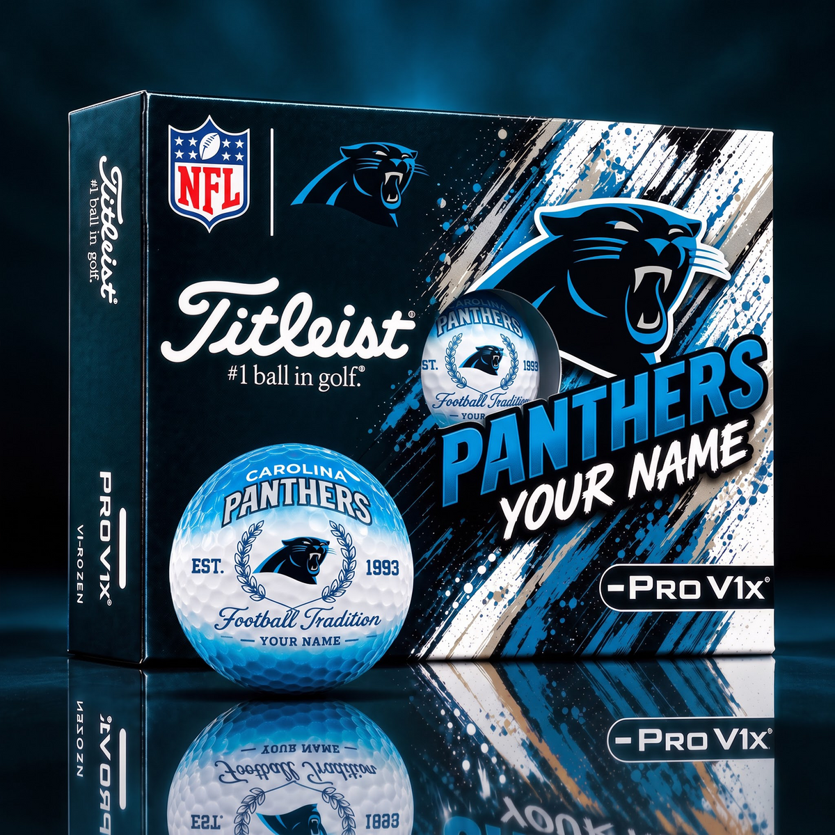 CAR X PERSONALIZED NFL MAKER-MADE TITLEIST PRO V1X GOLF BALLS