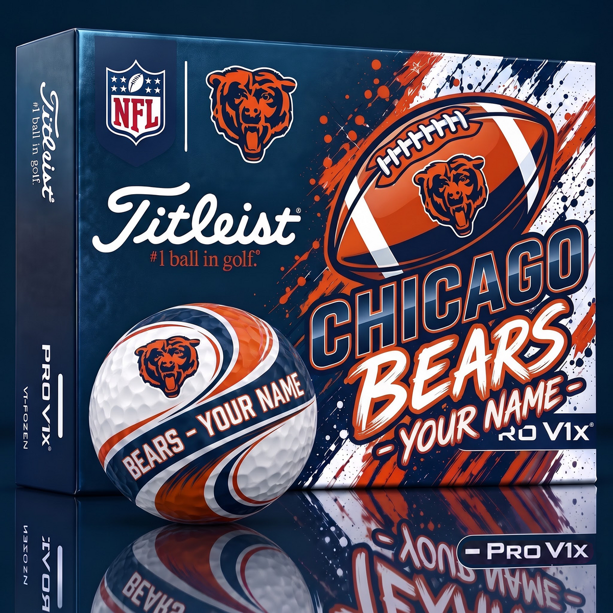 CB x 1-of-1 Custom NFL Personalized Swirl Titleist Pro V1x Golf Balls