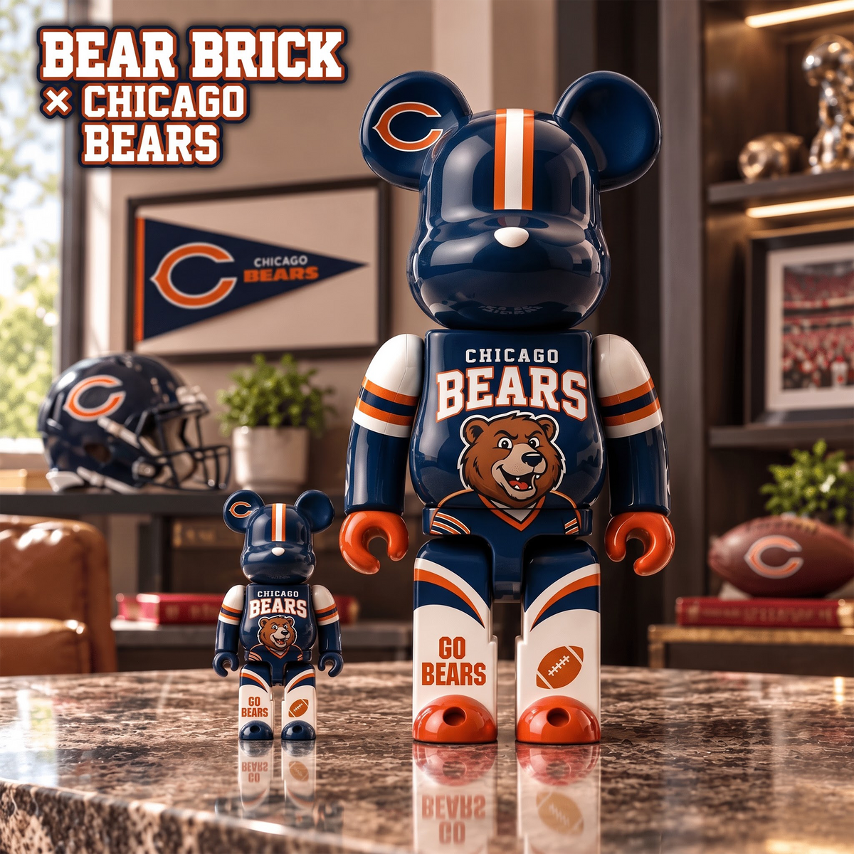CB x Custom 1-of-1 NFL Team Bearbrick Collectible Figure Home Desk Decor