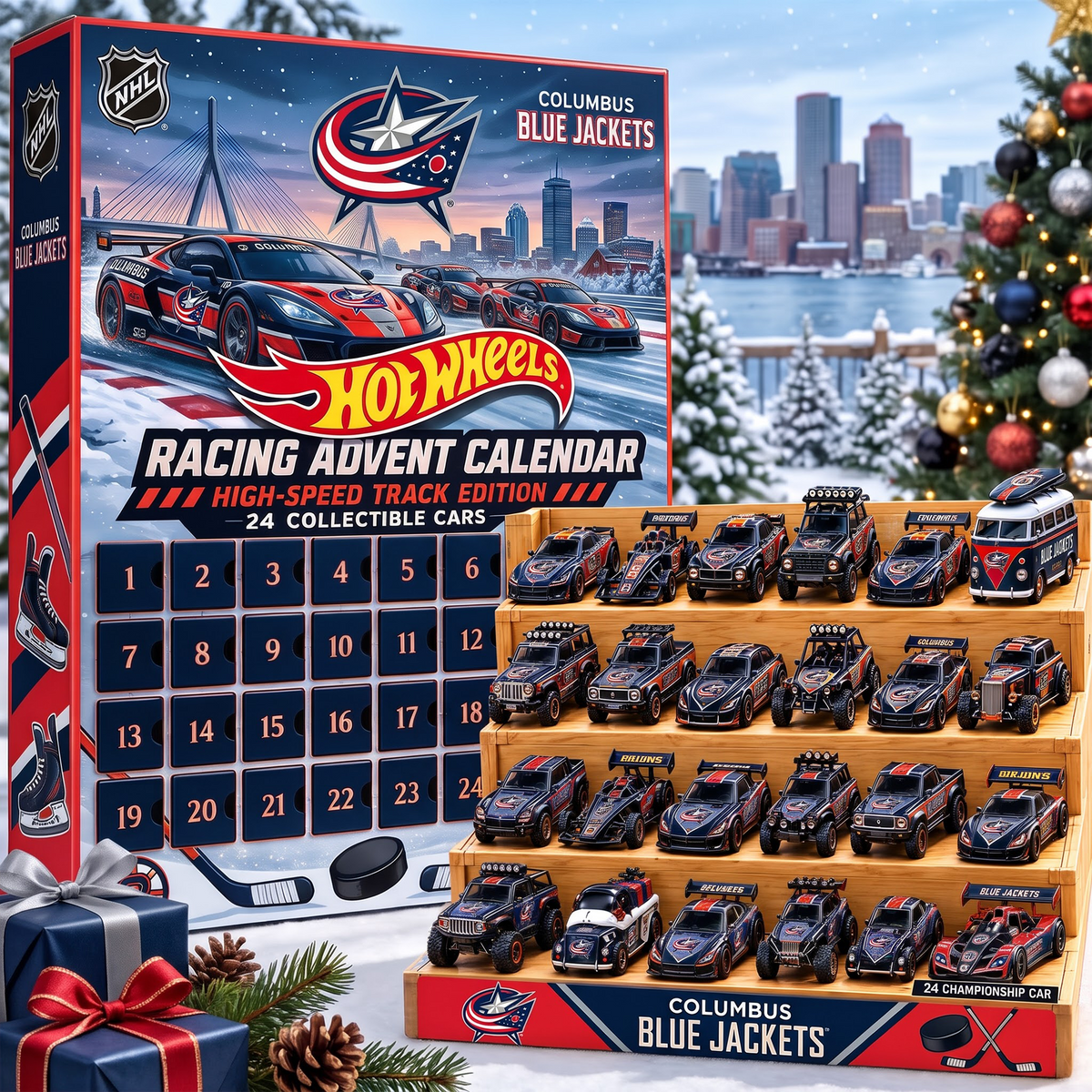 CBJ X 1-of-1 Custom NHL Racing Advent Calendar 24 Cars Gift Set