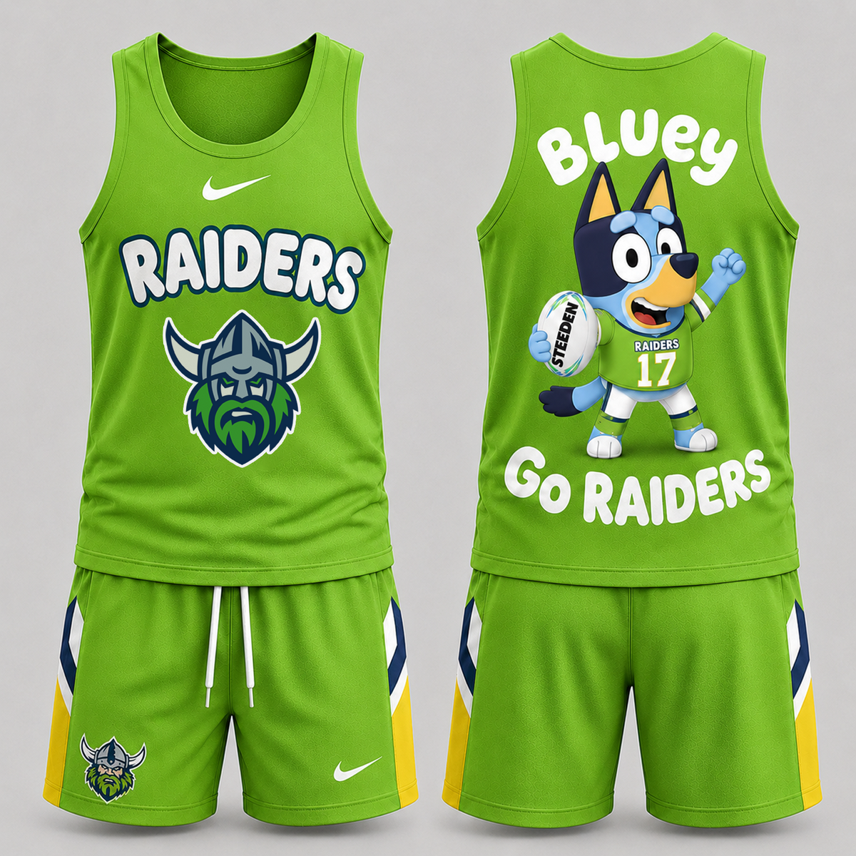 CBR Premium NRL Game Day Cartoon Character Sleeveless Tank Top & Shorts Set