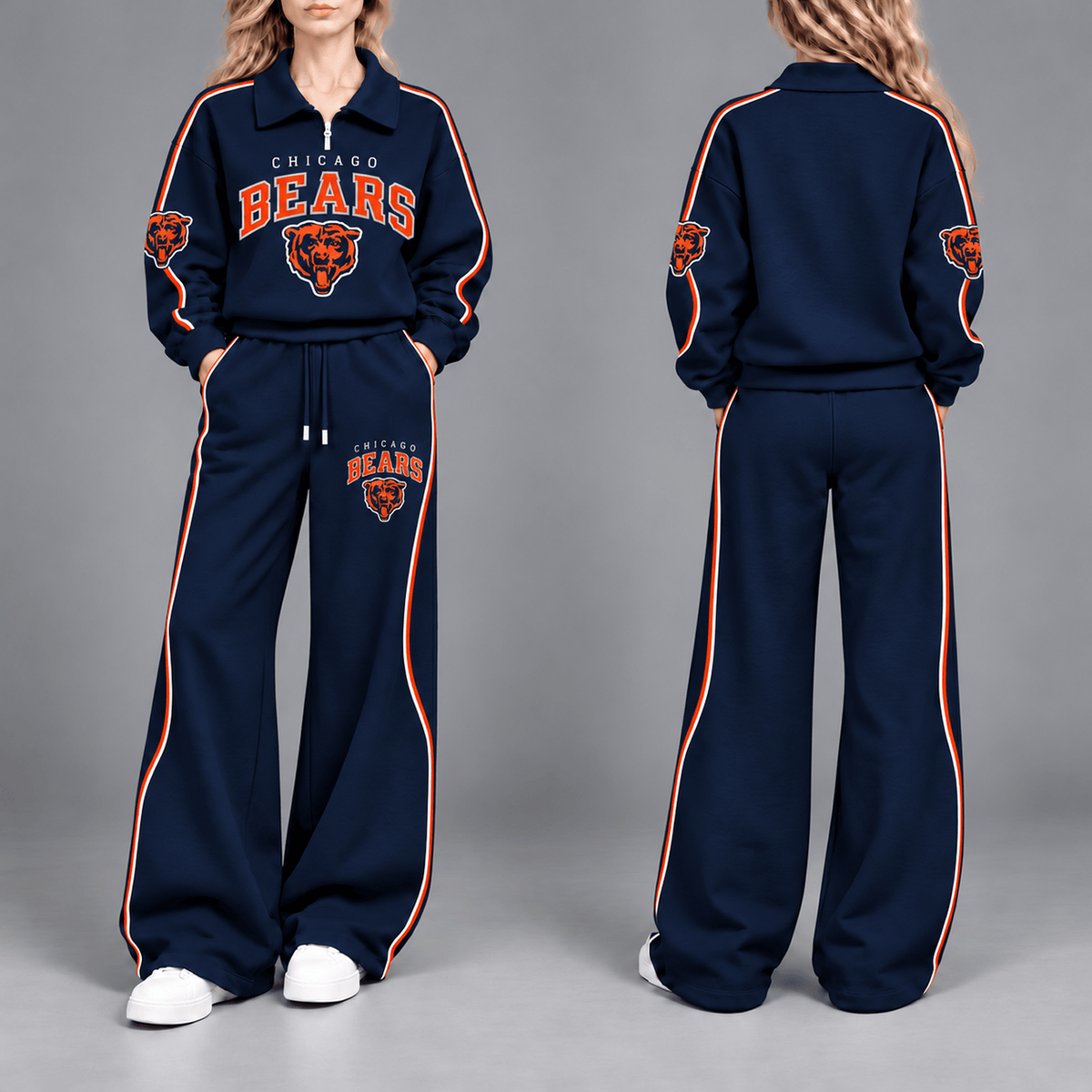 CHI Premium NFL Team Pride Contrast Piping Quarter-Zip + Pants