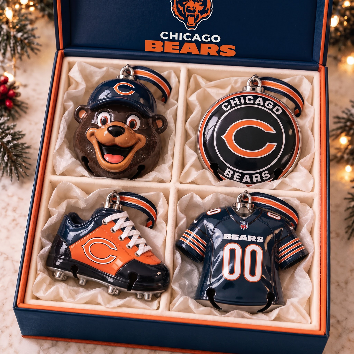 CHI X Premium NFL Christmas Bell Ornament