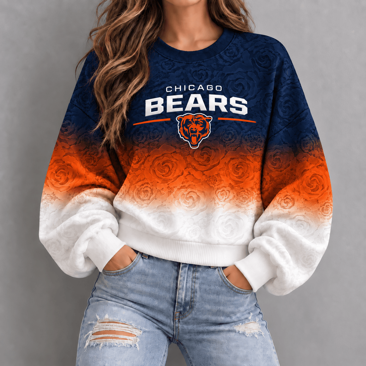 CHI x NFL Embossed Rose Ombre Sweatshirt