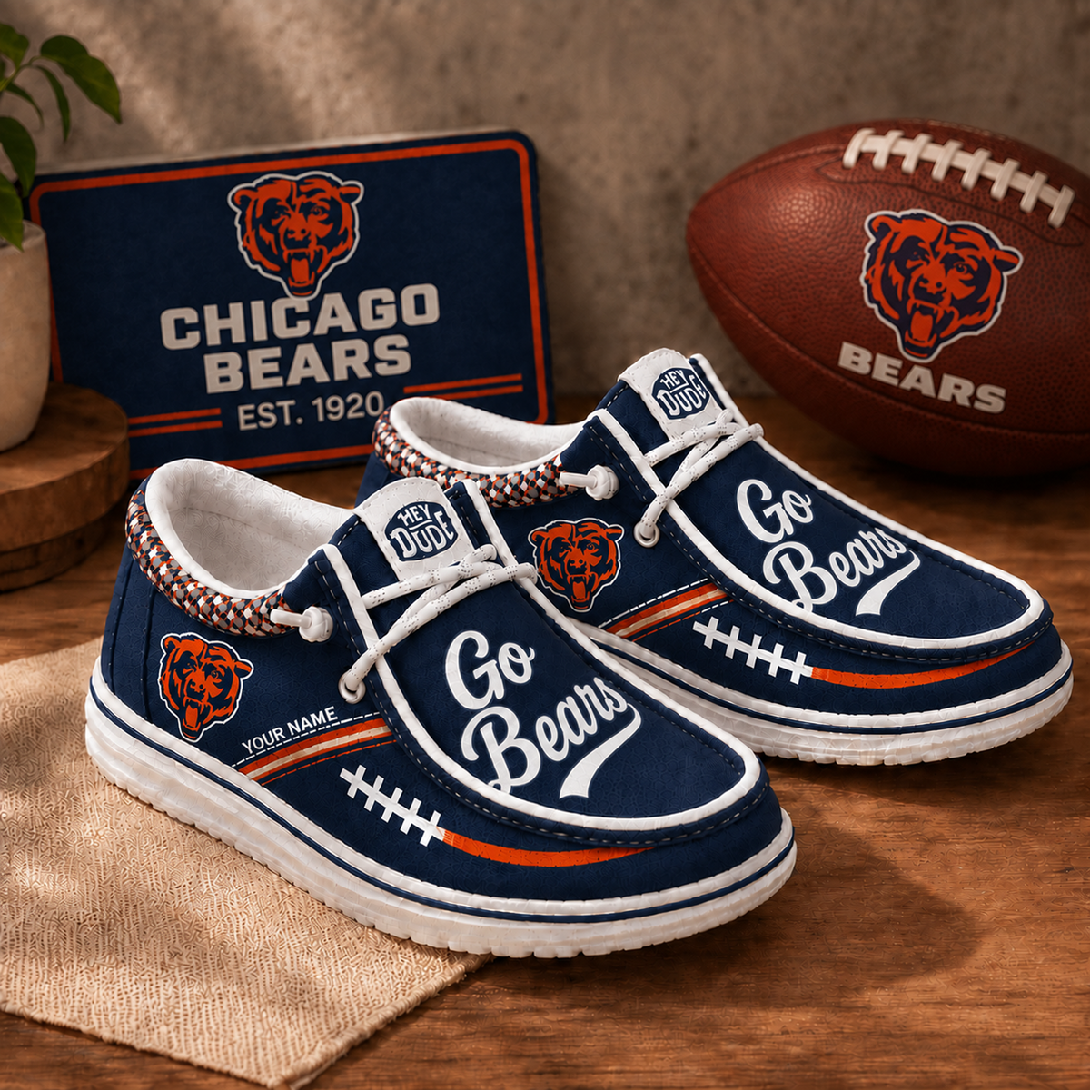 CHI x NFL Personalized New Style Hey Dude Shoes