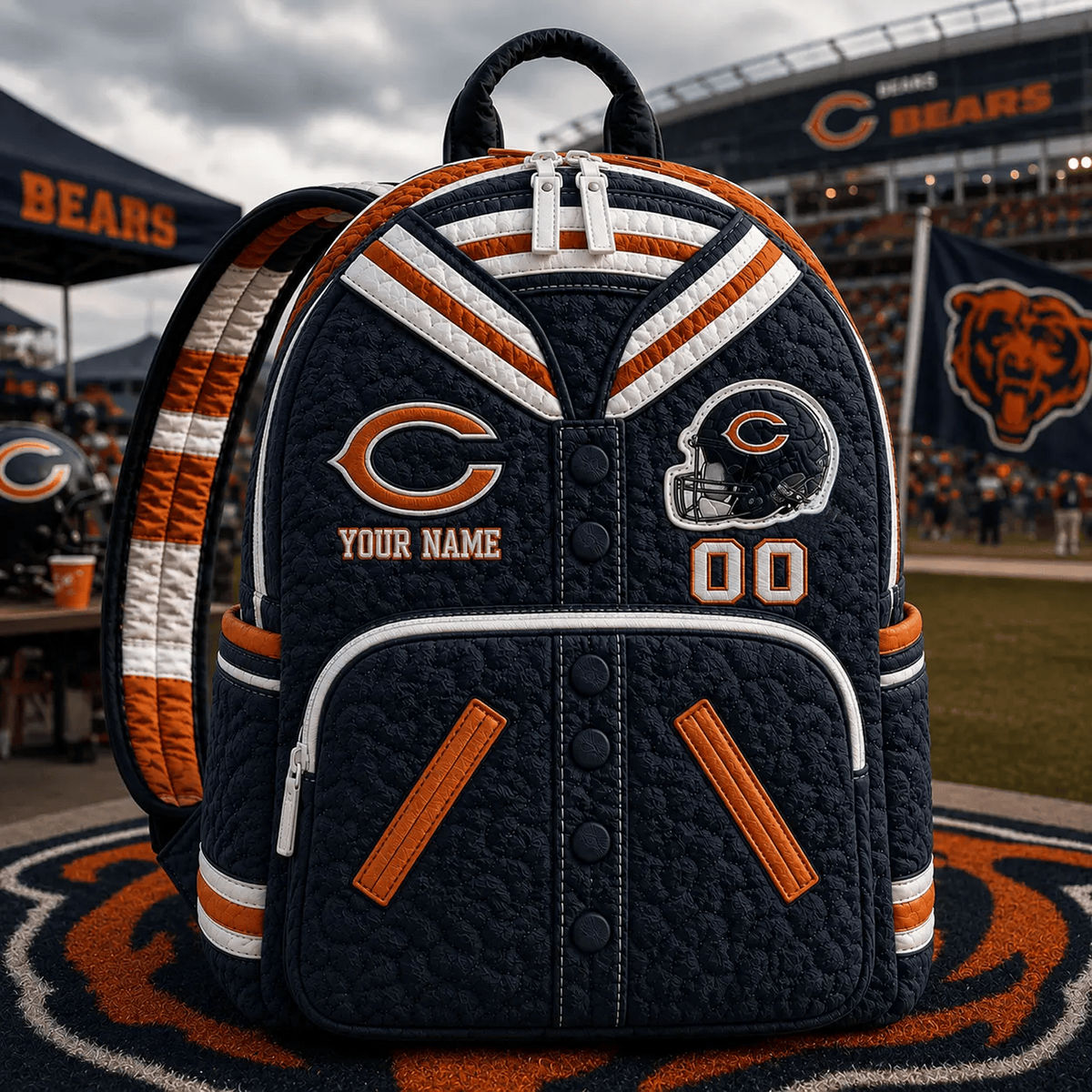 CHI x NFL Premium Varsity Quilted Backpack Personalized Gift For Fan - Limited Edition