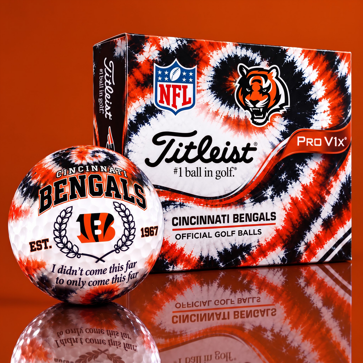 CIN X Custom 1-of-1 NFL Team Tie Dye Titleist Golf Balls Set