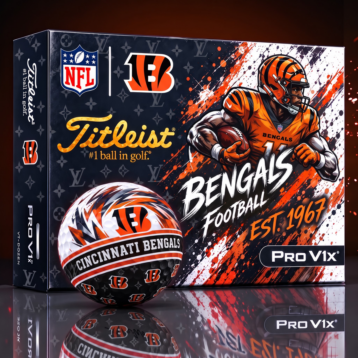 CIN X Custom NFL x LV Dynamic Paint Splatter Golf Balls