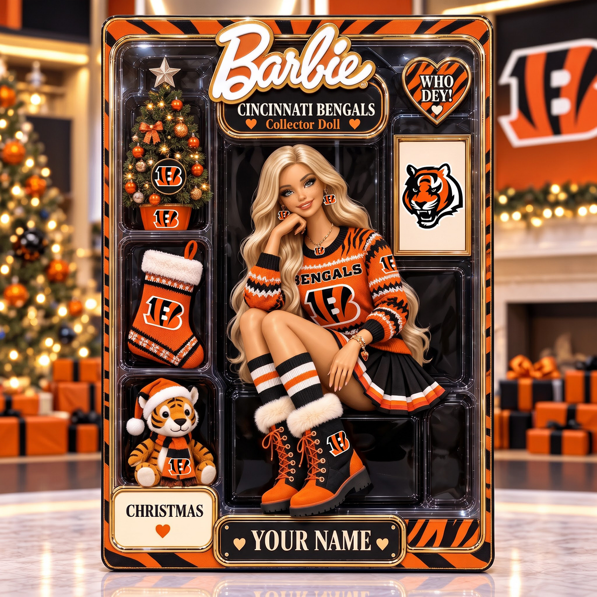 CIN X NFL Collector Edition Barbie Christmas Acrylic