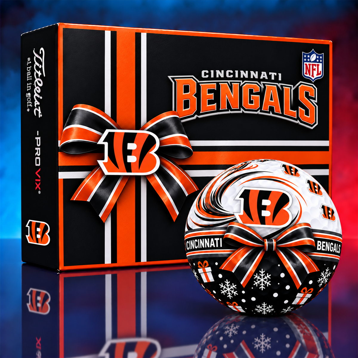 CIN x 1-of-1 Custom NFL Holiday Golf Balls Gift Set For Golfer