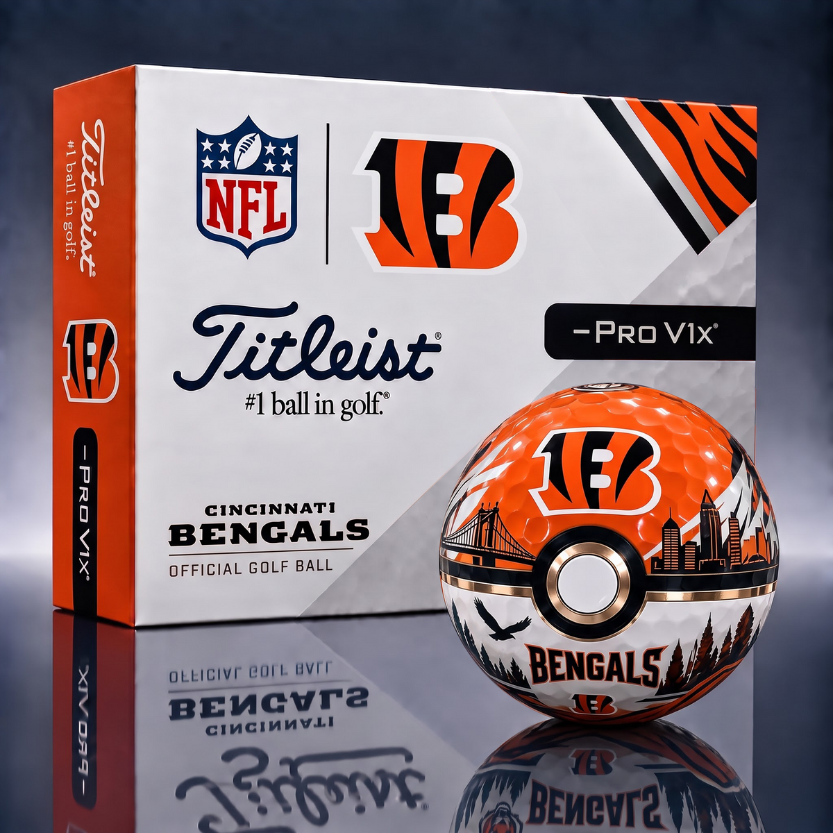 CIN x 1-of-1 NFL Pokeball Titleist Pro V1x Golf Balls