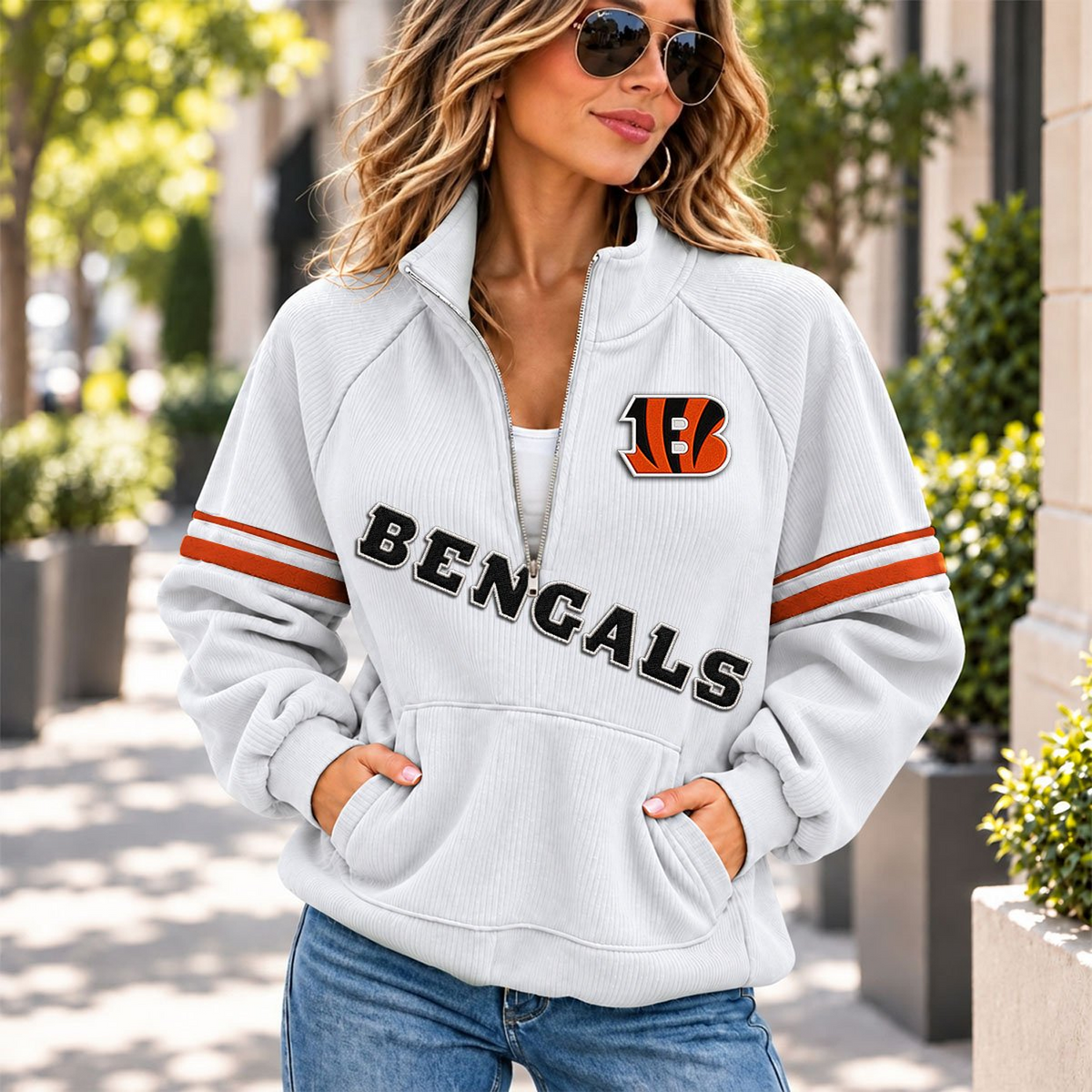CIN x NFL Corduroy half-zip sweatshirt