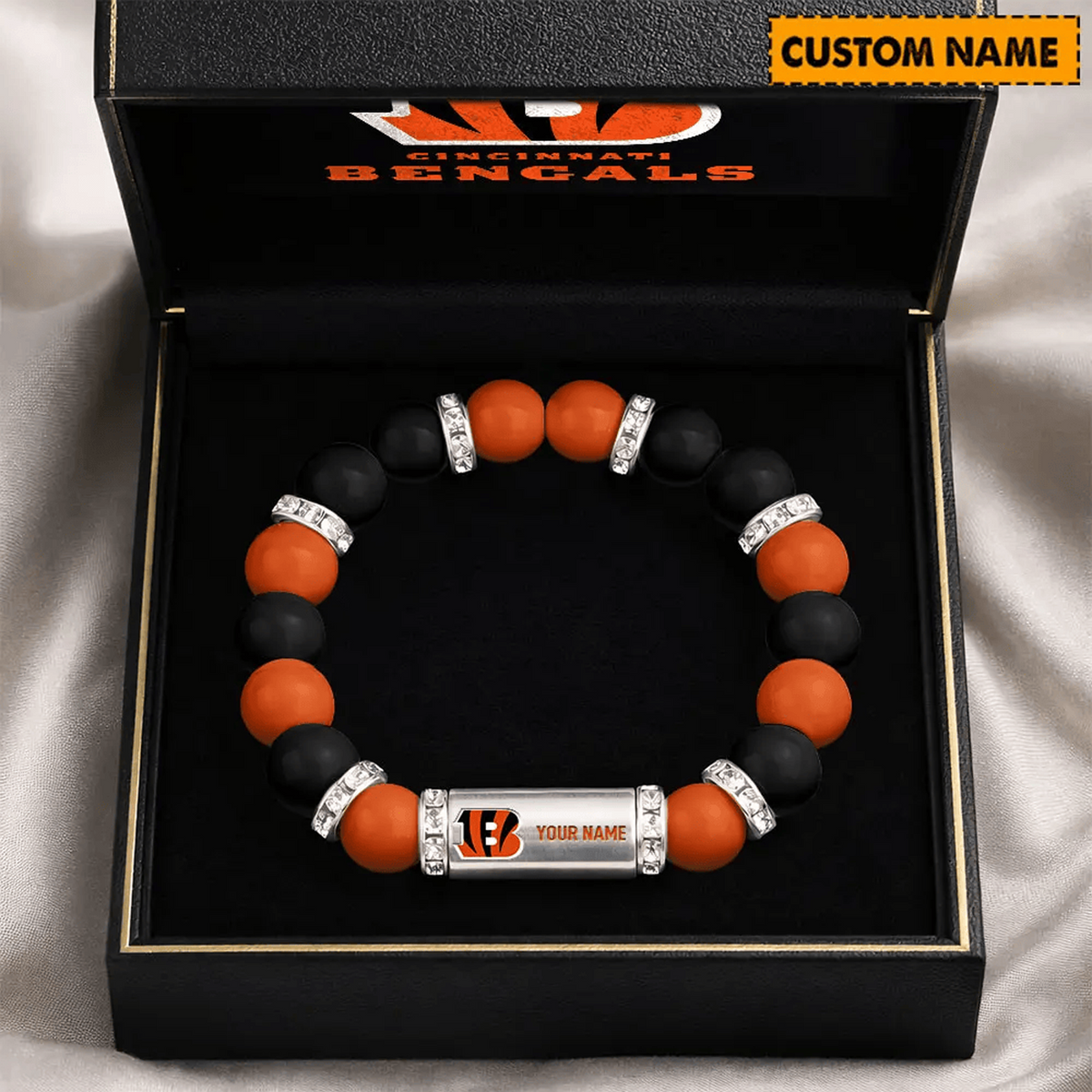 CIN x NFL Custom Name Handcrafted Lucky Energy Bracelet Gift For Fans