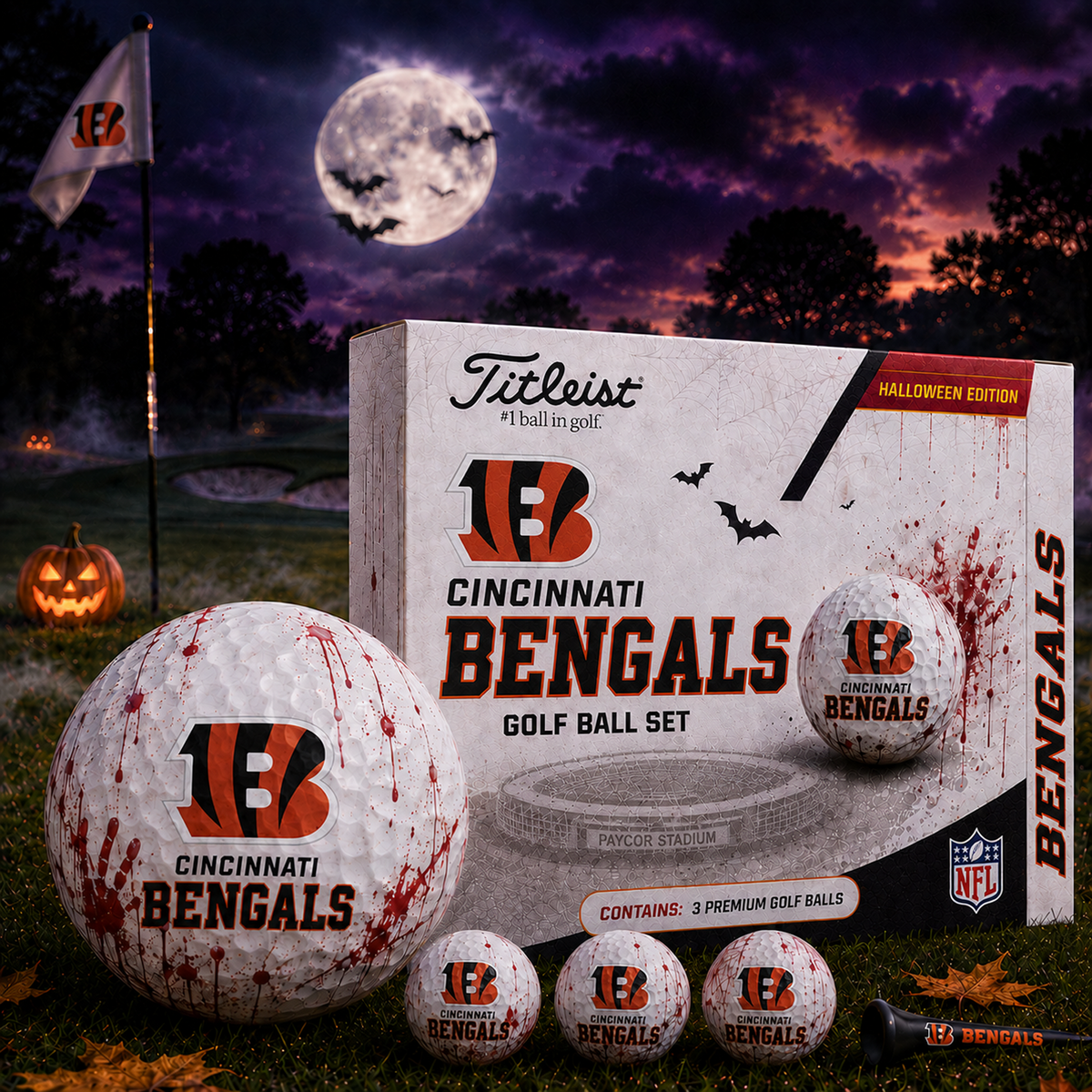 CIN x NFL Halloween Edition Golf Ball Set – 3 Premium Golf Balls