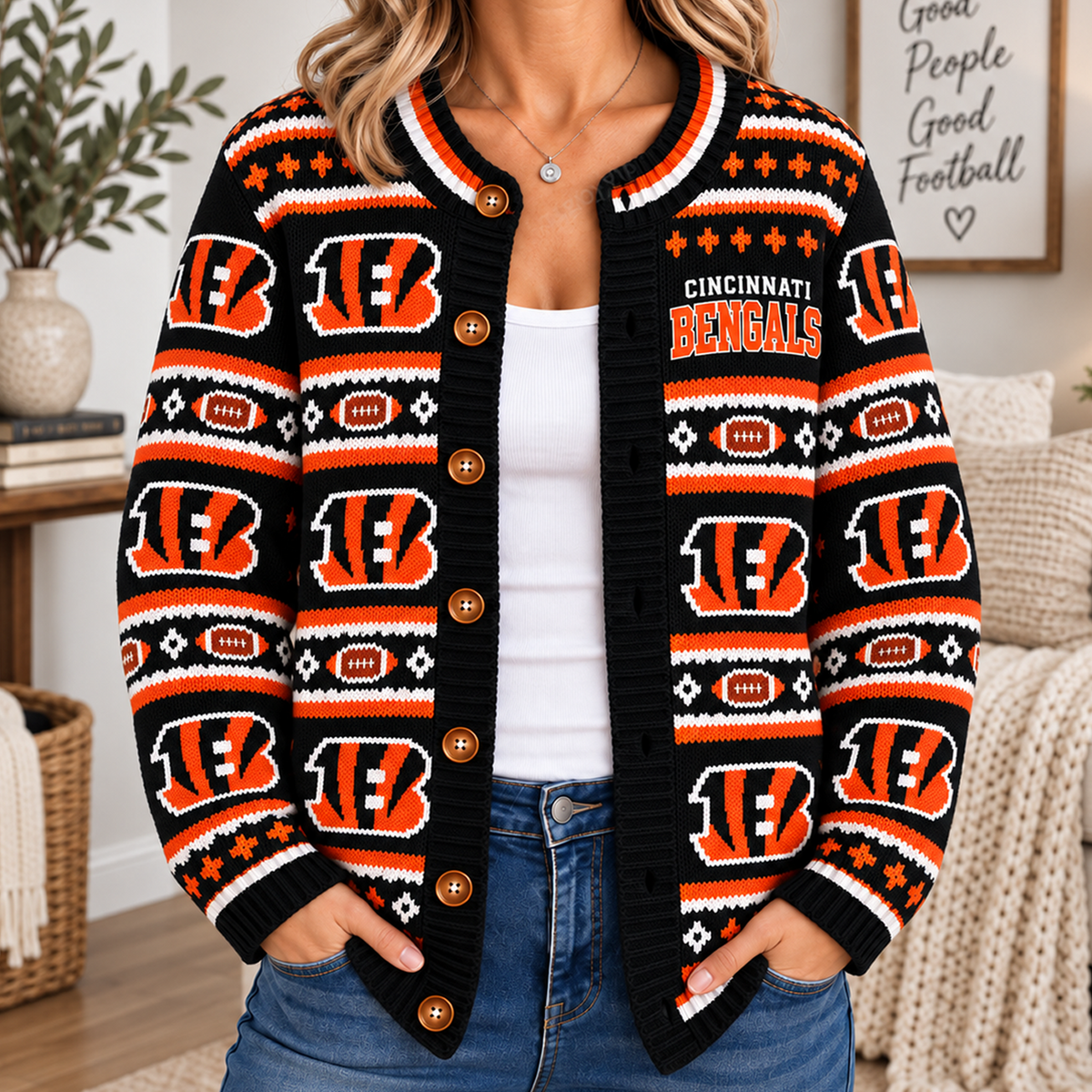 CIN x NFL Women's Cardigan Sweater