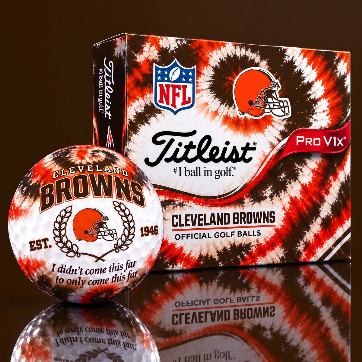 CLE X Custom 1-of-1 NFL Team Tie Dye Titleist Golf Balls Set