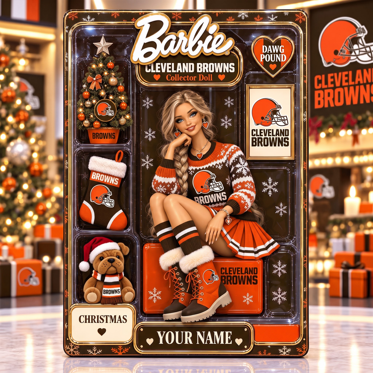 CLE X NFL Collector Edition Barbie Christmas Acrylic