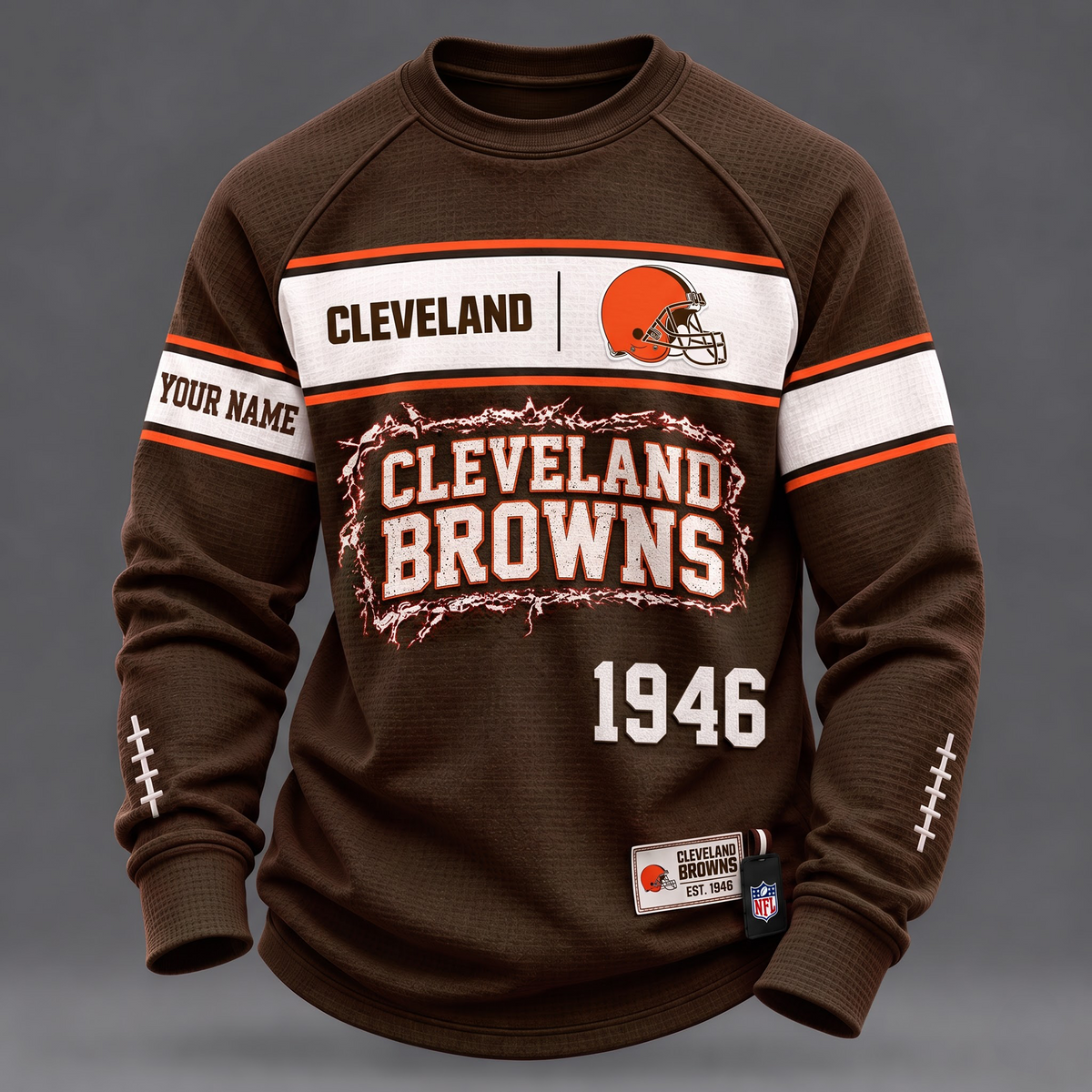 CLE x 1-of-1 Custom NFL Personalized Distressed Long Sleeve Shirt