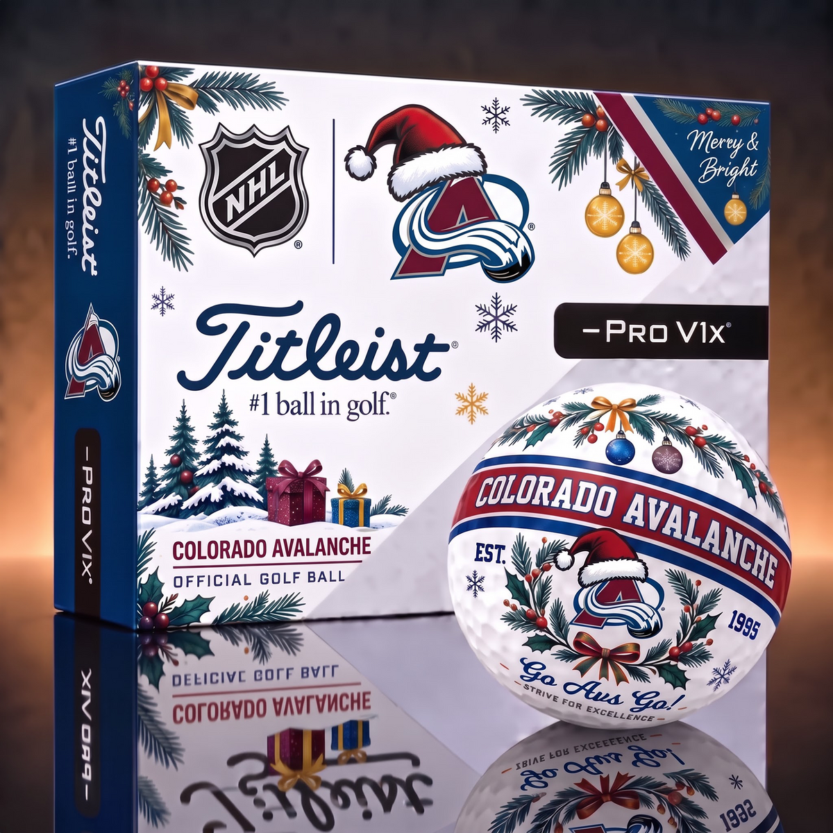 COL X 1-OF-1 NHL TITLEIST CHRISTMAS  GOLF BALLS