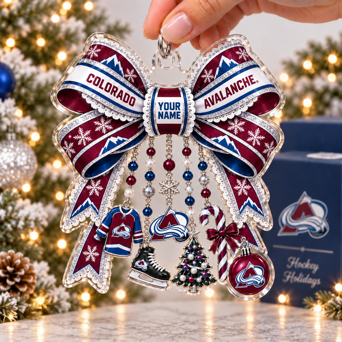 COL x NHL Christmas KICKOFF Premium Personalized Acrylic Ornament Gift For Fan Hockey Men Women