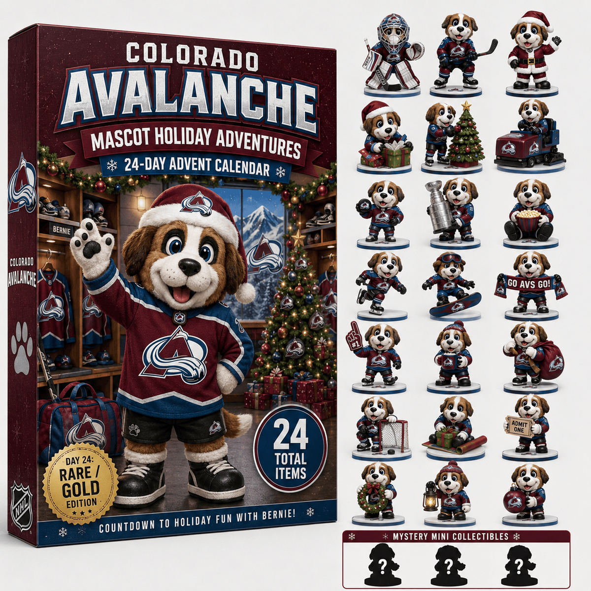 COL x NHL Premium 24 Days Of Mascot Holiday Hockey Advent Calendar Personalized Gift For Fan Hockey Men Women - Limited Edition