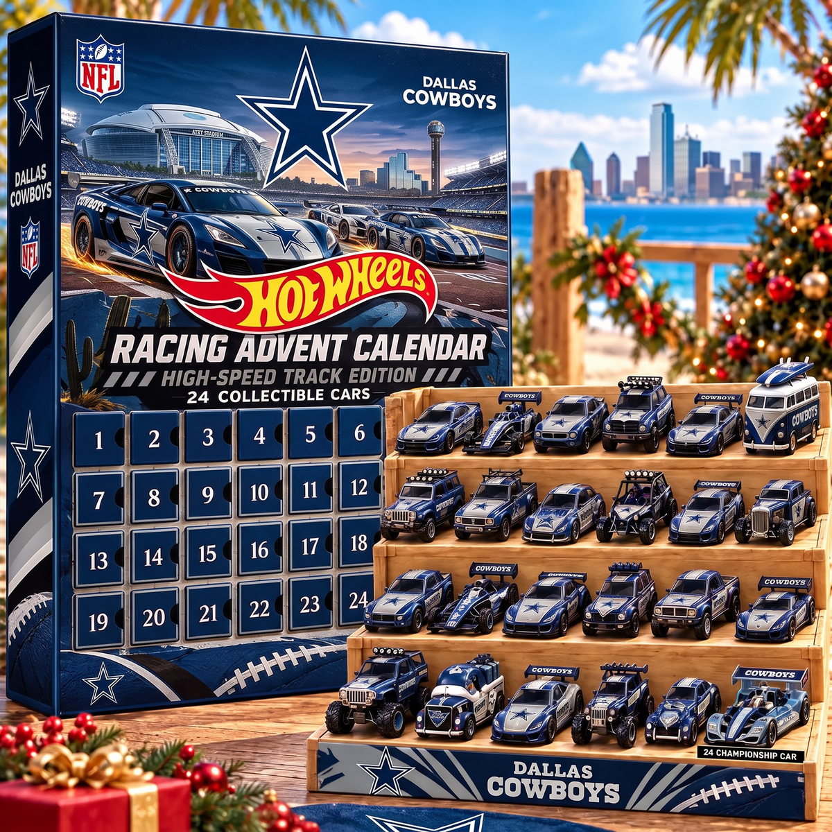 DAL X 1-of-1 Custom NFL Racing Advent Calendar 24 Cars Gift Set