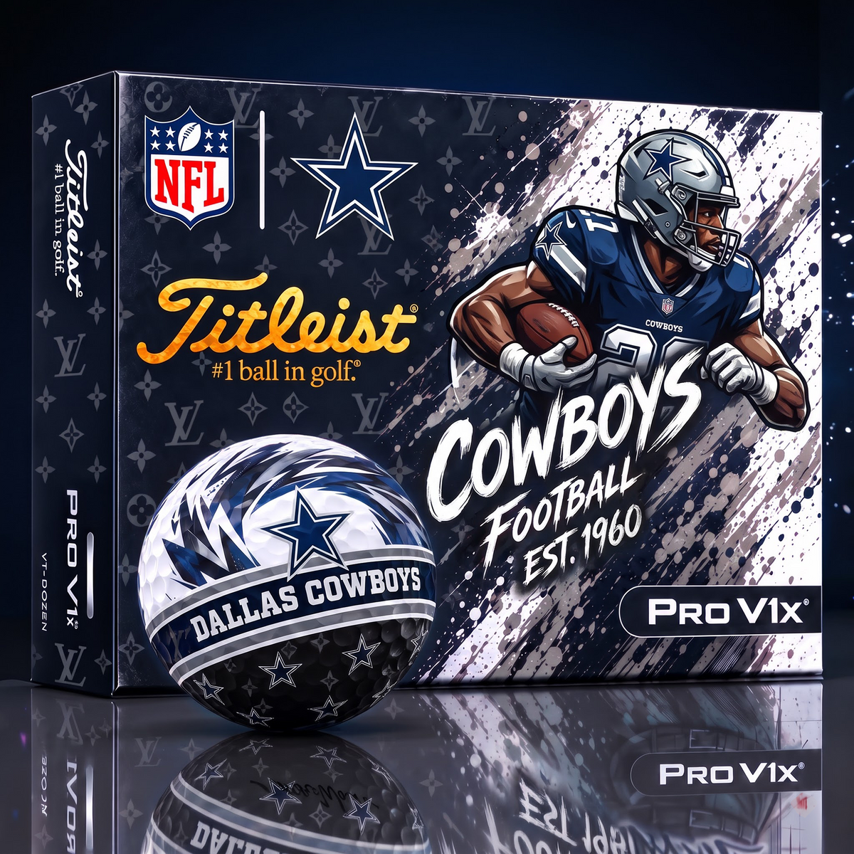 DAL X Custom NFL x LV Dynamic Paint Splatter Golf Balls