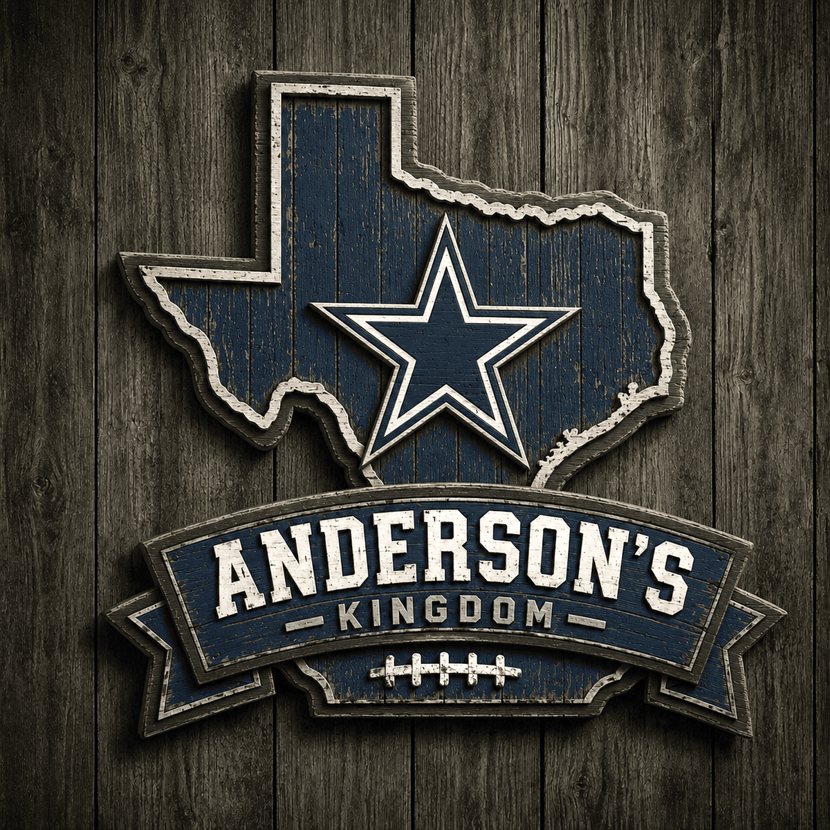 DAL x NFL Personalized Vintage Wooden Sign