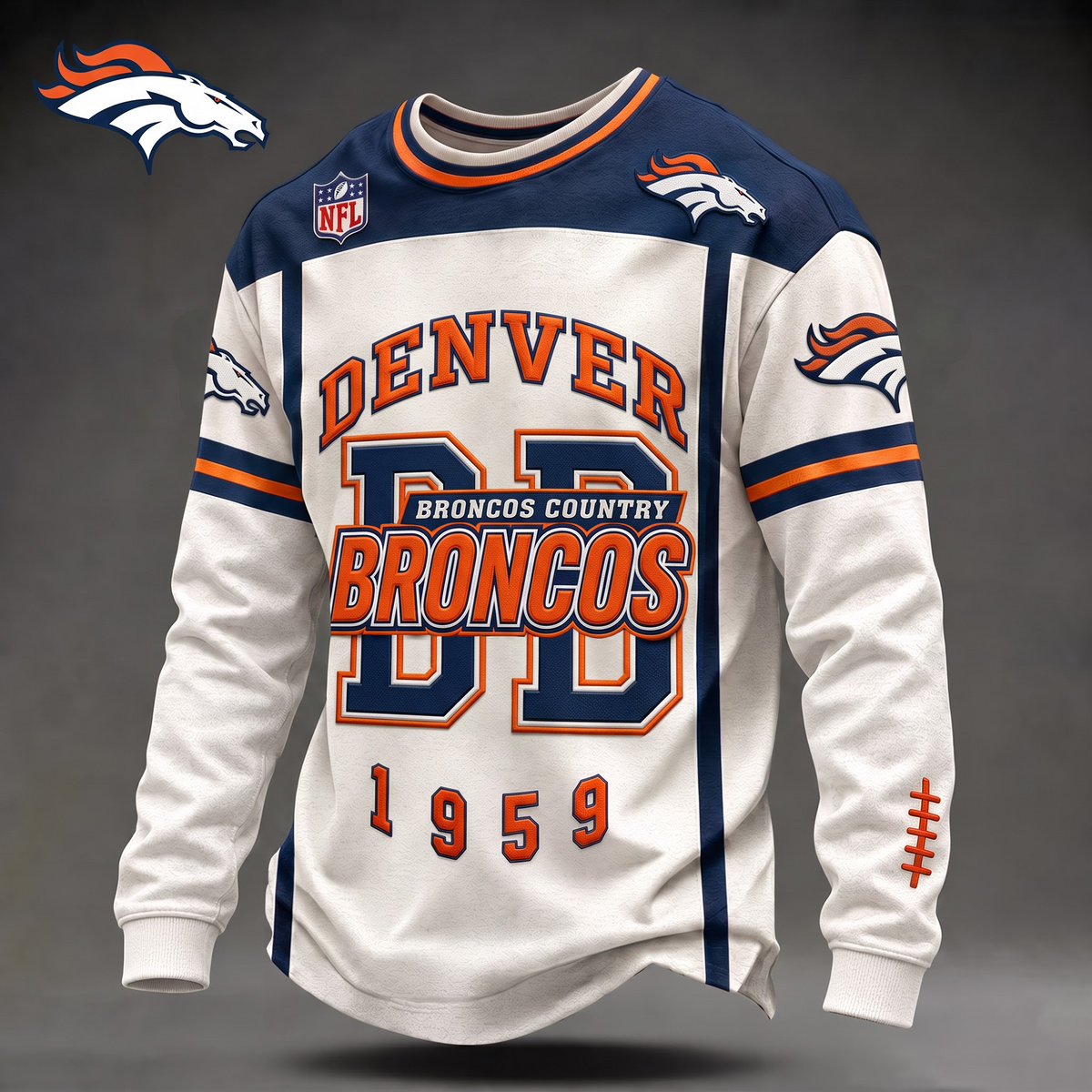 DB x Custom 1-of-1 Personalized NFL Team Vintage Distressed Long Sleeve Shirt