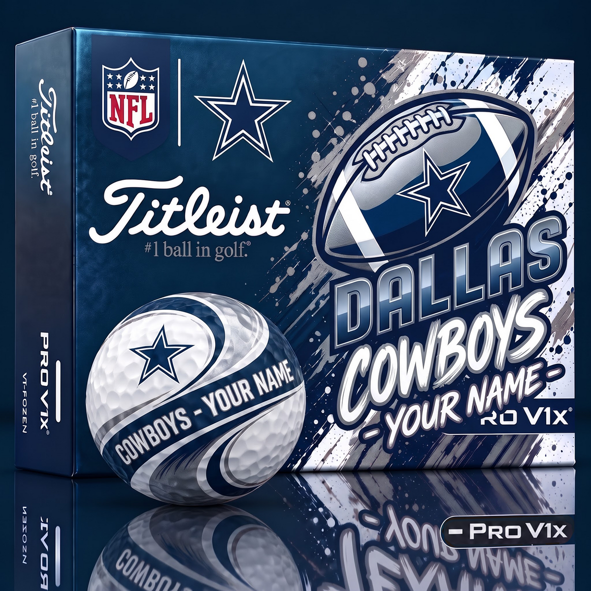DC x 1-of-1 Custom NFL Personalized Swirl Titleist Pro V1x Golf Balls