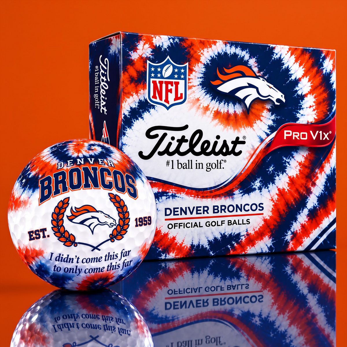 DEN X Custom 1-of-1 NFL Team Tie Dye Titleist Golf Balls Set