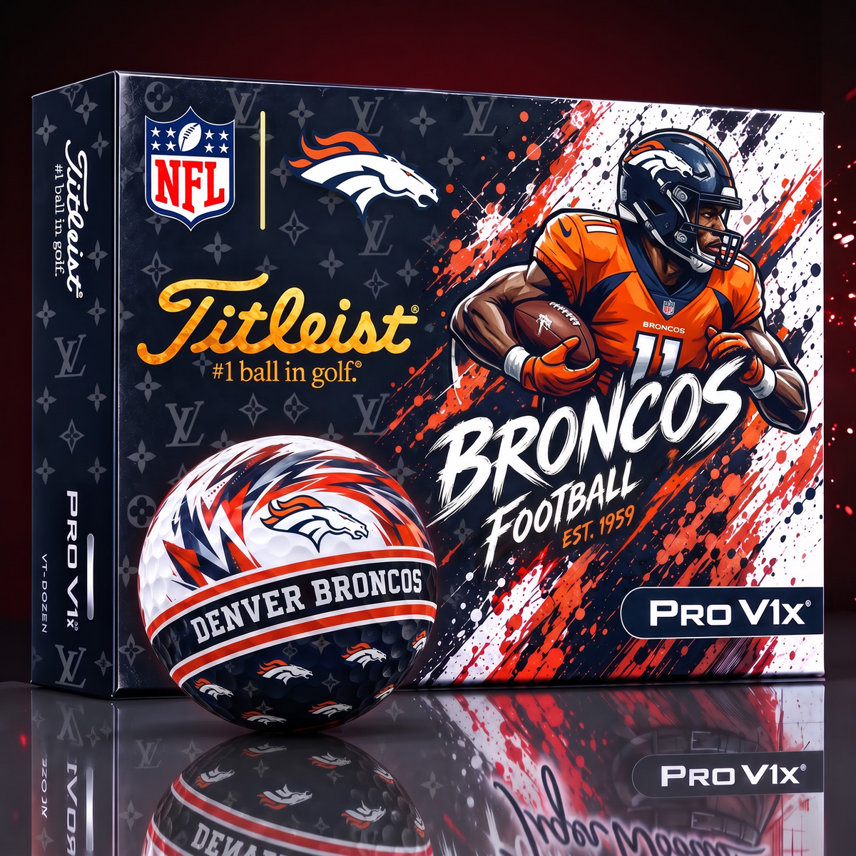 DEN X Custom NFL x LV Dynamic Paint Splatter Golf Balls