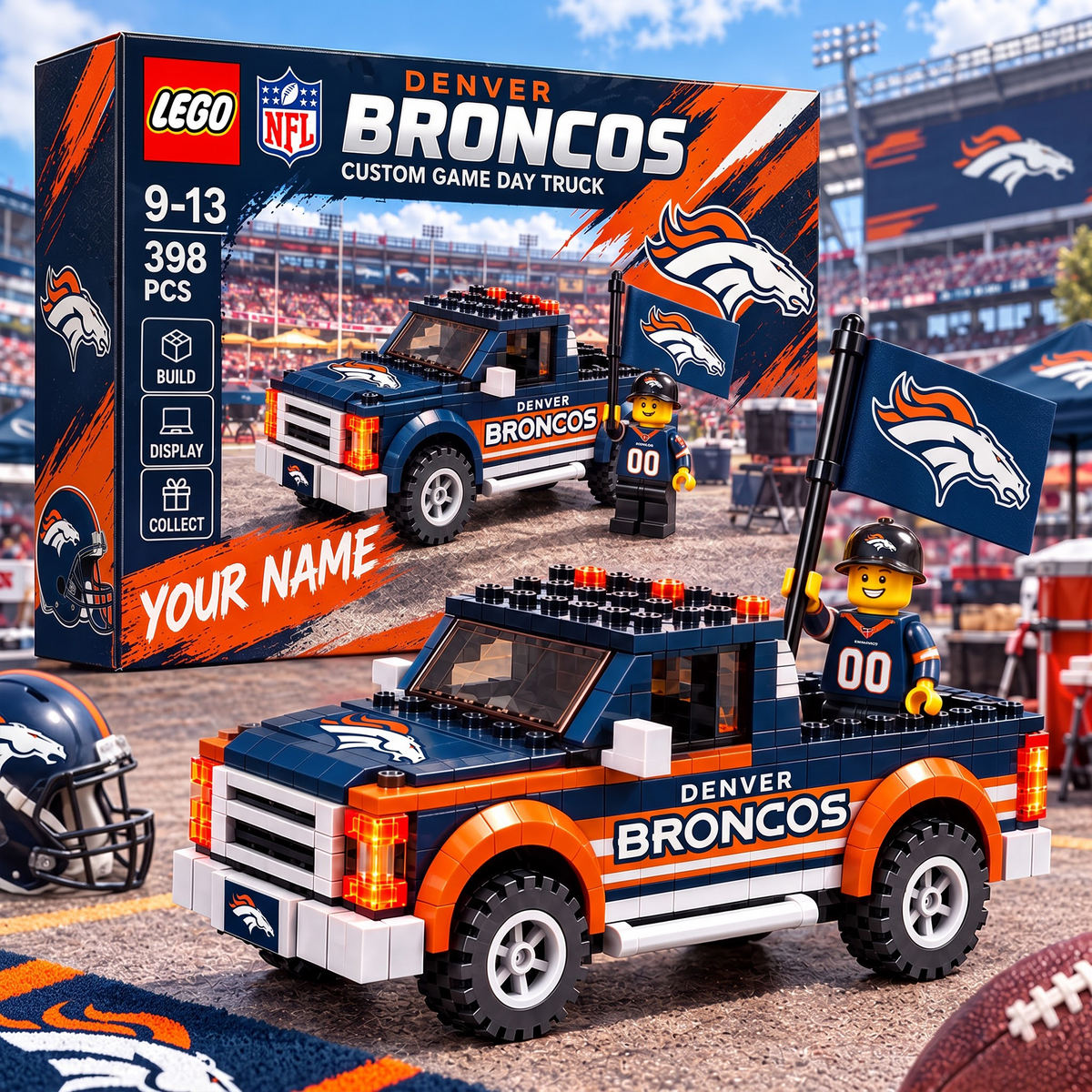 DEN X NFL 1-OF-1 IN-HOUSE CRAFTED  CUSTOM GAME DAY TRUCK BRICK SET