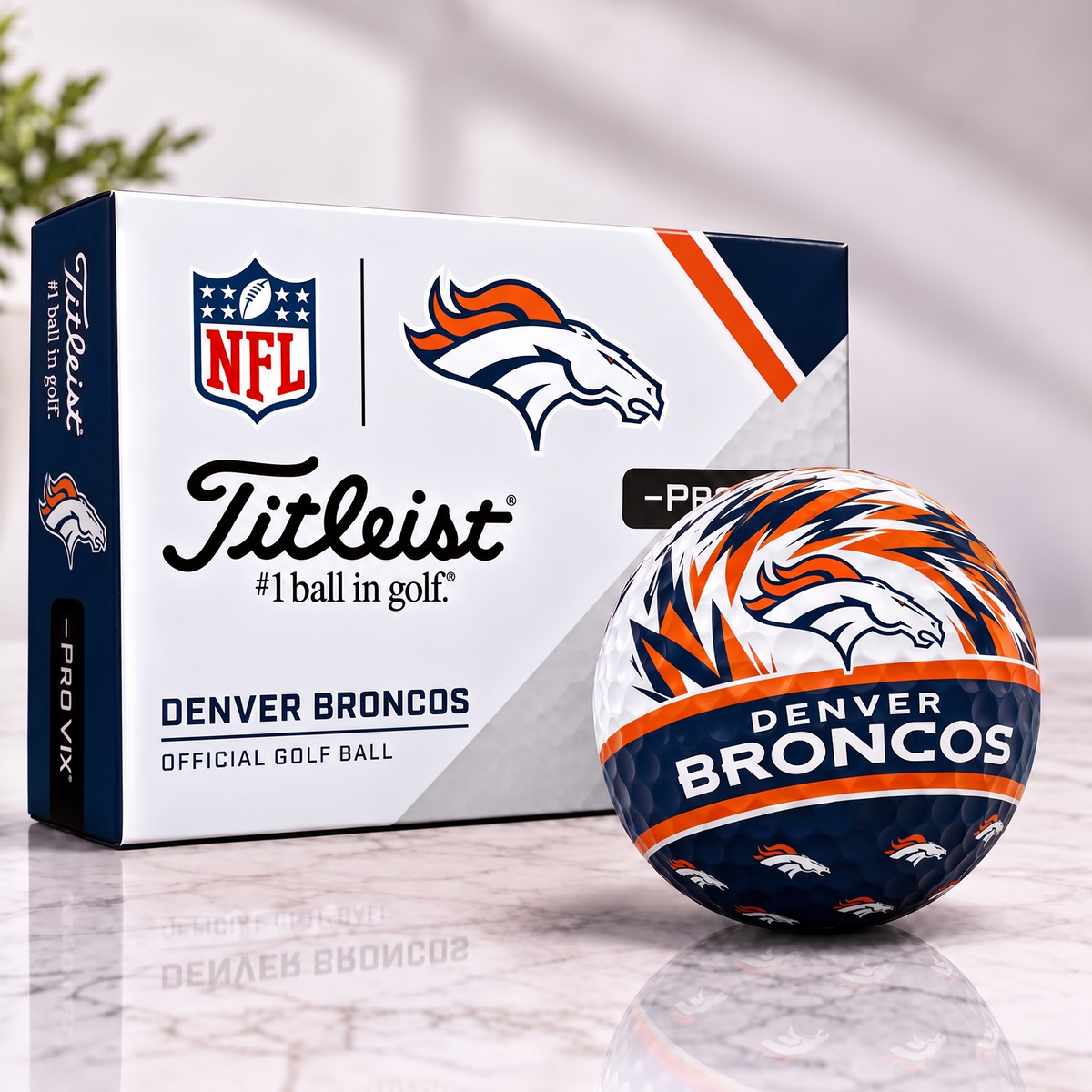 DEN X NFL 1-OF-1 IN-HOUSE CRAFTED TITLEIST PRO V1X NFL GOLF BALLS
