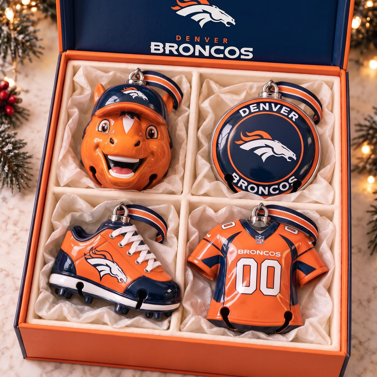 DEN X Premium NFL Christmas Bell Ornament