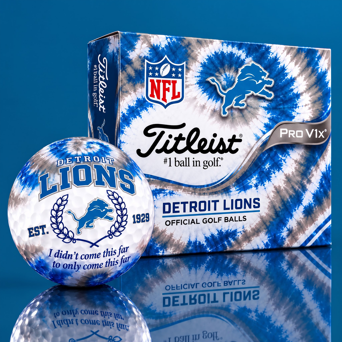 DET X Custom 1-of-1 NFL Team Tie Dye Titleist Golf Balls Set