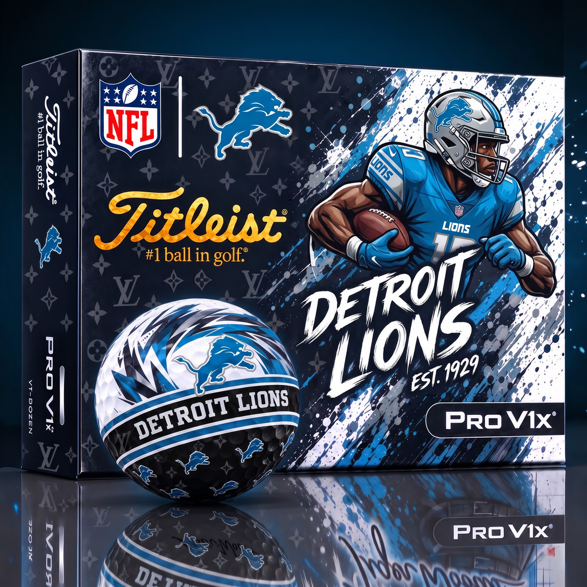 DET X Custom NFL x LV Dynamic Paint Splatter Golf Balls
