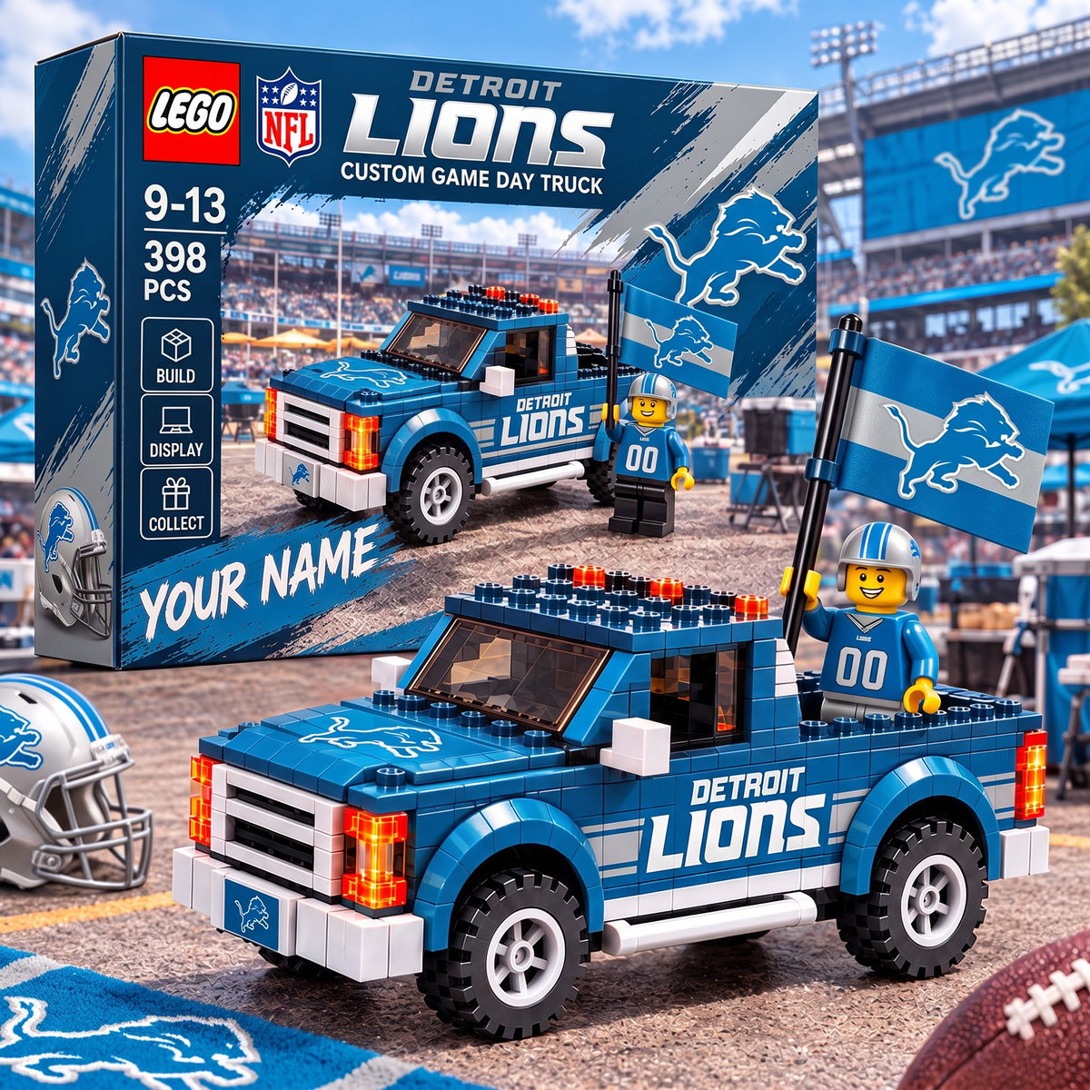 DET X NFL 1-OF-1 IN-HOUSE CRAFTED  CUSTOM GAME DAY TRUCK BRICK SET