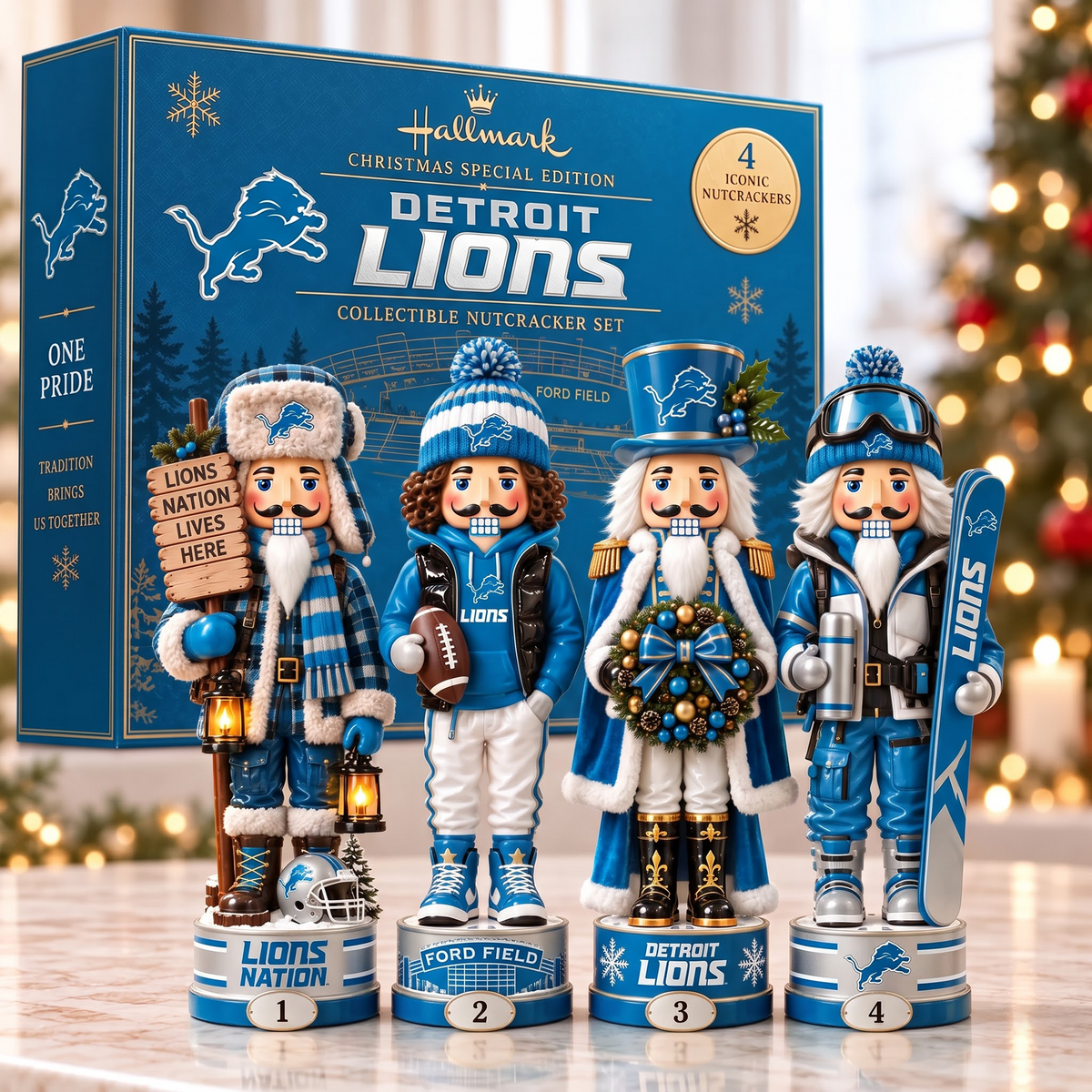 DET X Premium NFL Christmas Nutcracker Collector Set