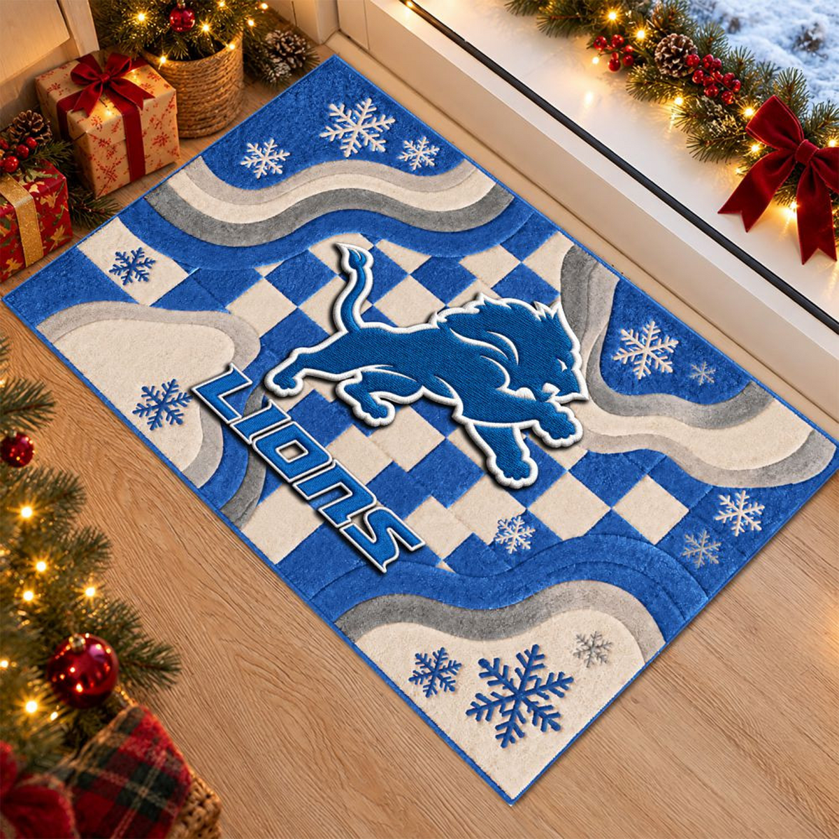DET x NFL Christmas Doormat