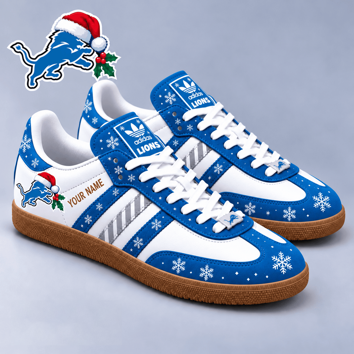 DET x NFL Christmas Personalized Name Samba Shoes
