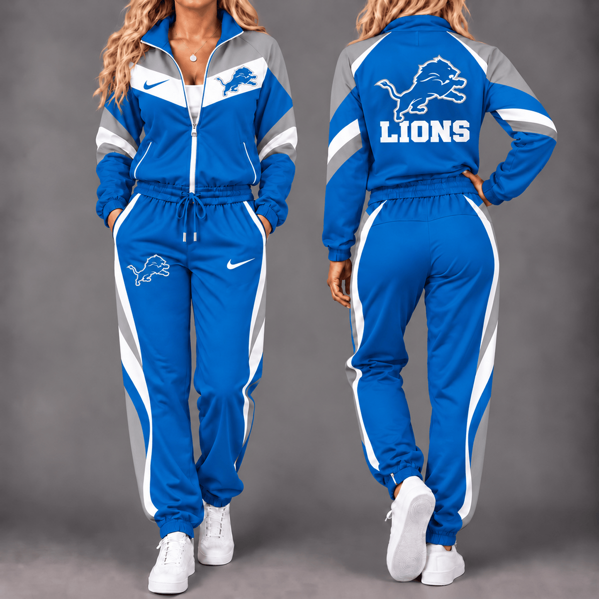 DET x NFL Team Pride Waterproof Windbreaker Zip-Up Tracksuit Set