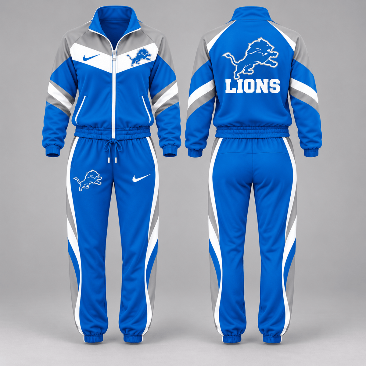 DET x NFL Team Pride Waterproof Windbreaker Zip-Up Tracksuit Set