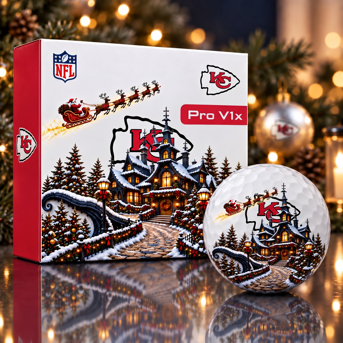 Exclusive NFL x KC Christmas V2 Golf Ball